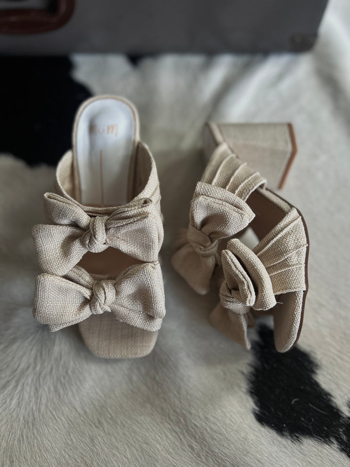 Lucy Beige Double Bow Heels*
