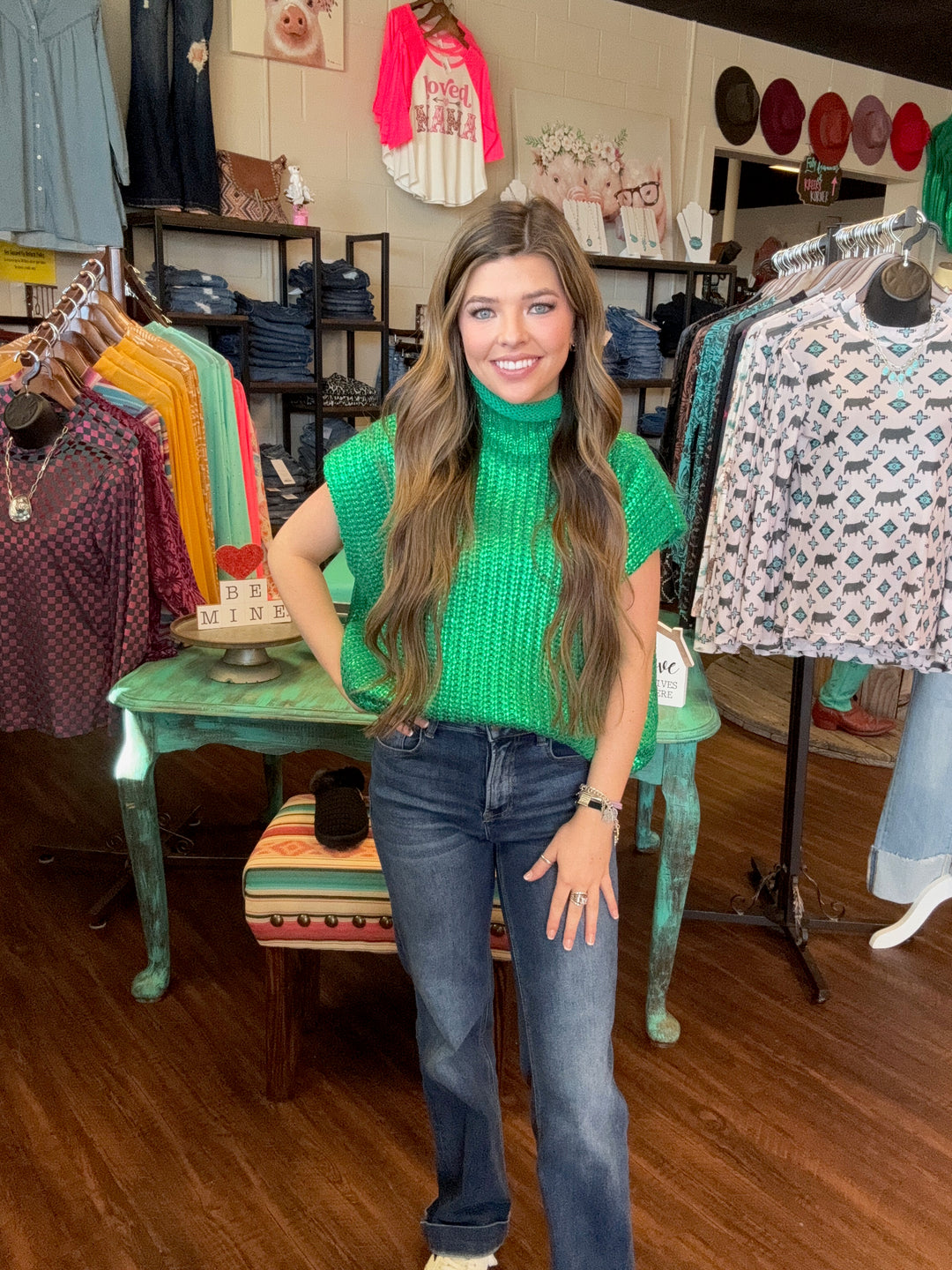 Metallic Foil Sweater Top- 3 Colors*