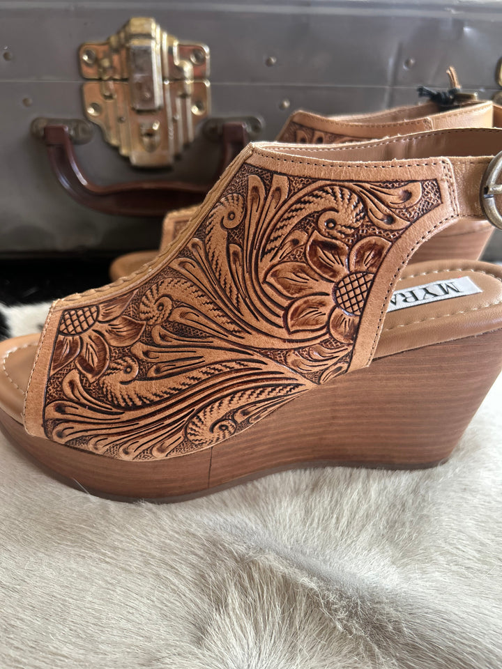Myra Mila's Trail Tooled Wedge Sandals*
