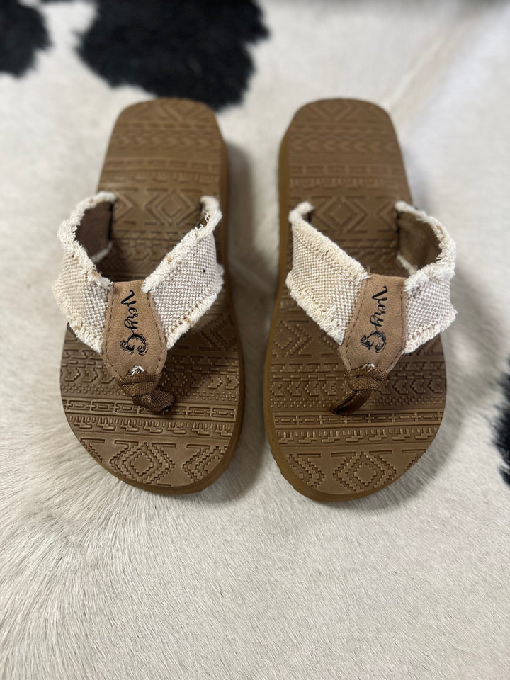 Natural Brexly Aztec Flip Flops*