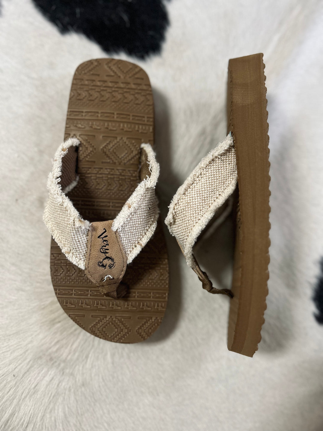 Natural Brexly Aztec Flip Flops*