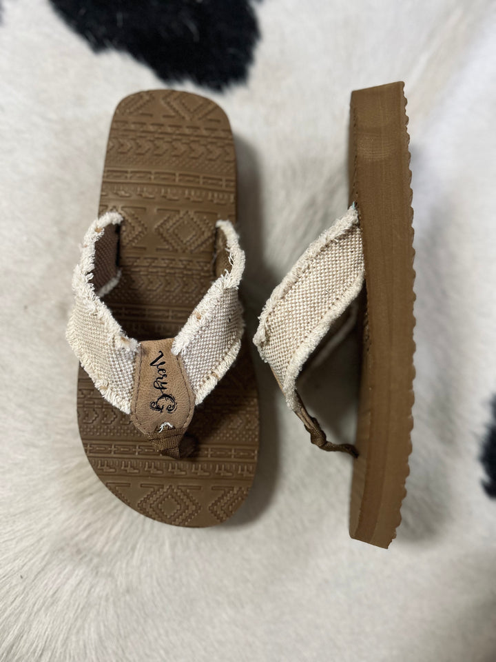 Natural Brexly Aztec Flip Flops*