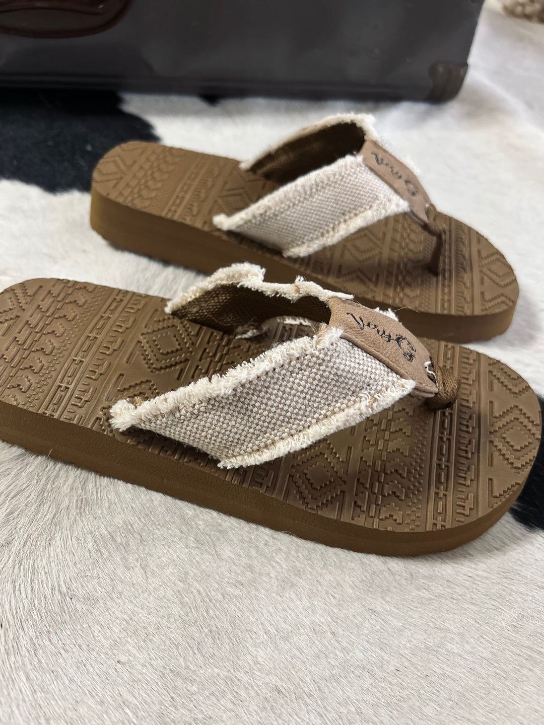 Natural Brexly Aztec Flip Flops*