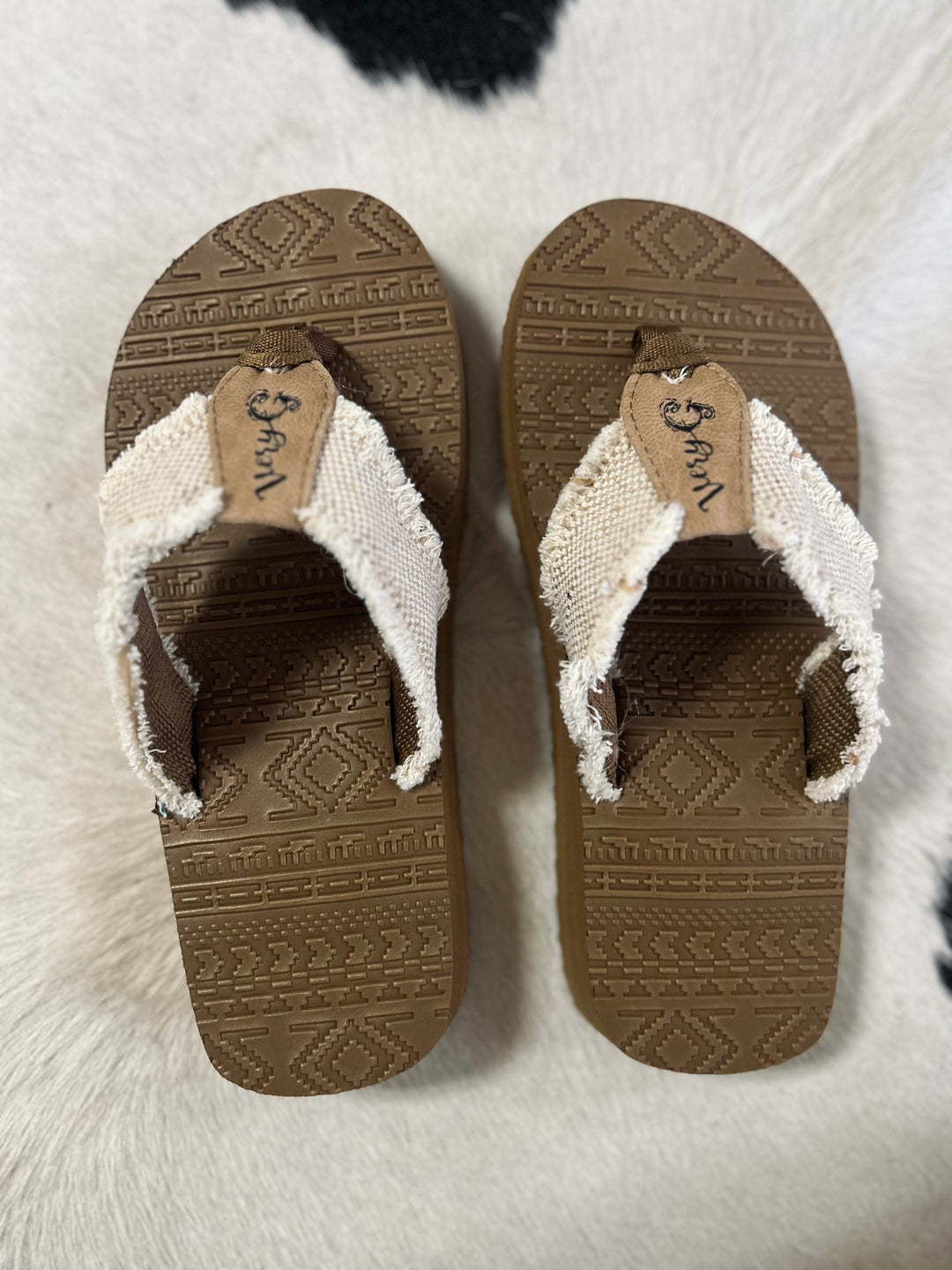 Natural Brexly Aztec Flip Flops*