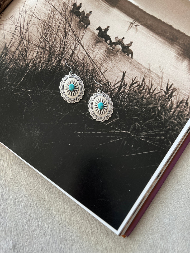 Navajo Inspired Concho Dangle Earrings