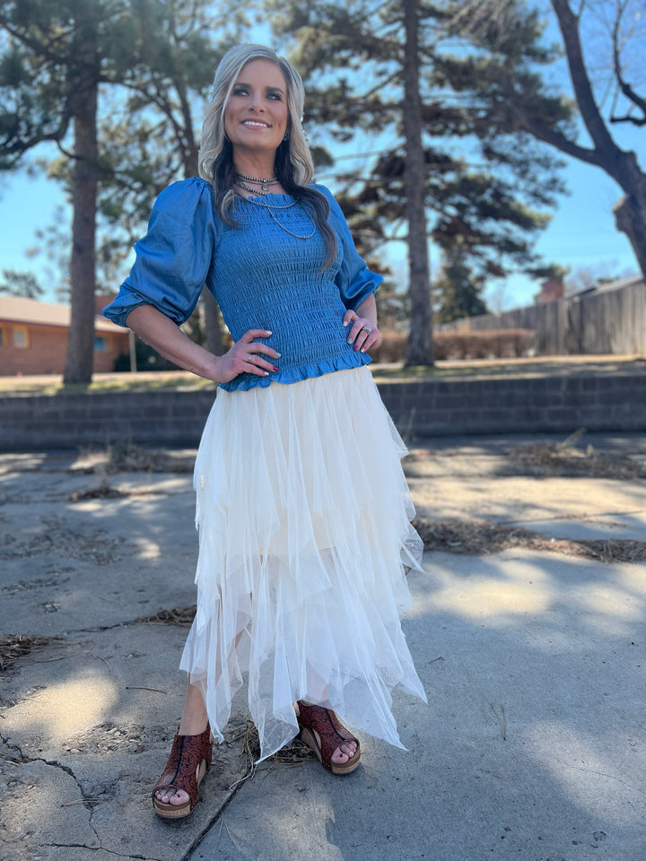 Origami Beige Tulle Skirt*