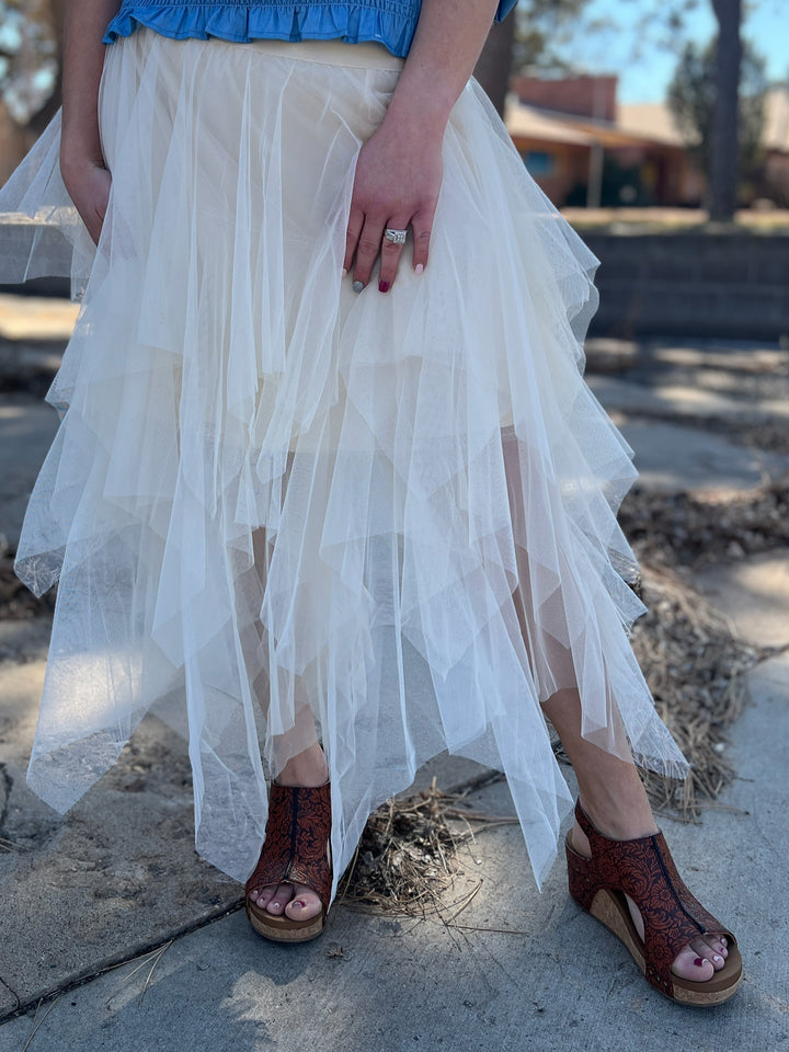 Origami Beige Tulle Skirt*