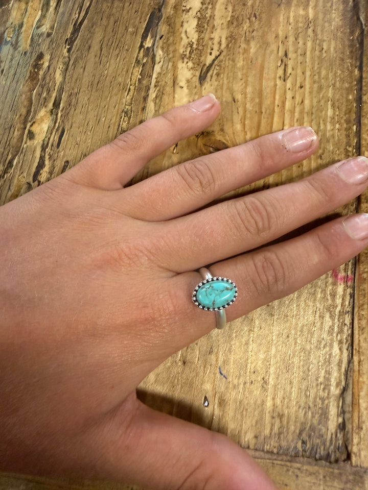 Oval Turquoise Adjustable Ring