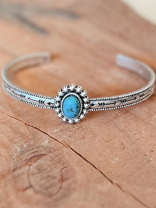 Oval Turquoise Stone Cuff Bracelet | gussieduponline