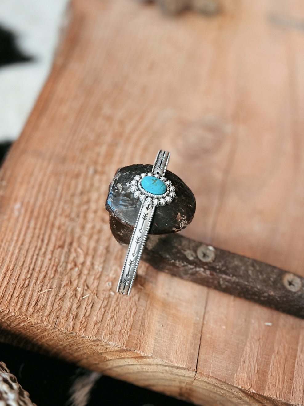 Oval Turquoise Stone Cuff Bracelet | gussieduponline