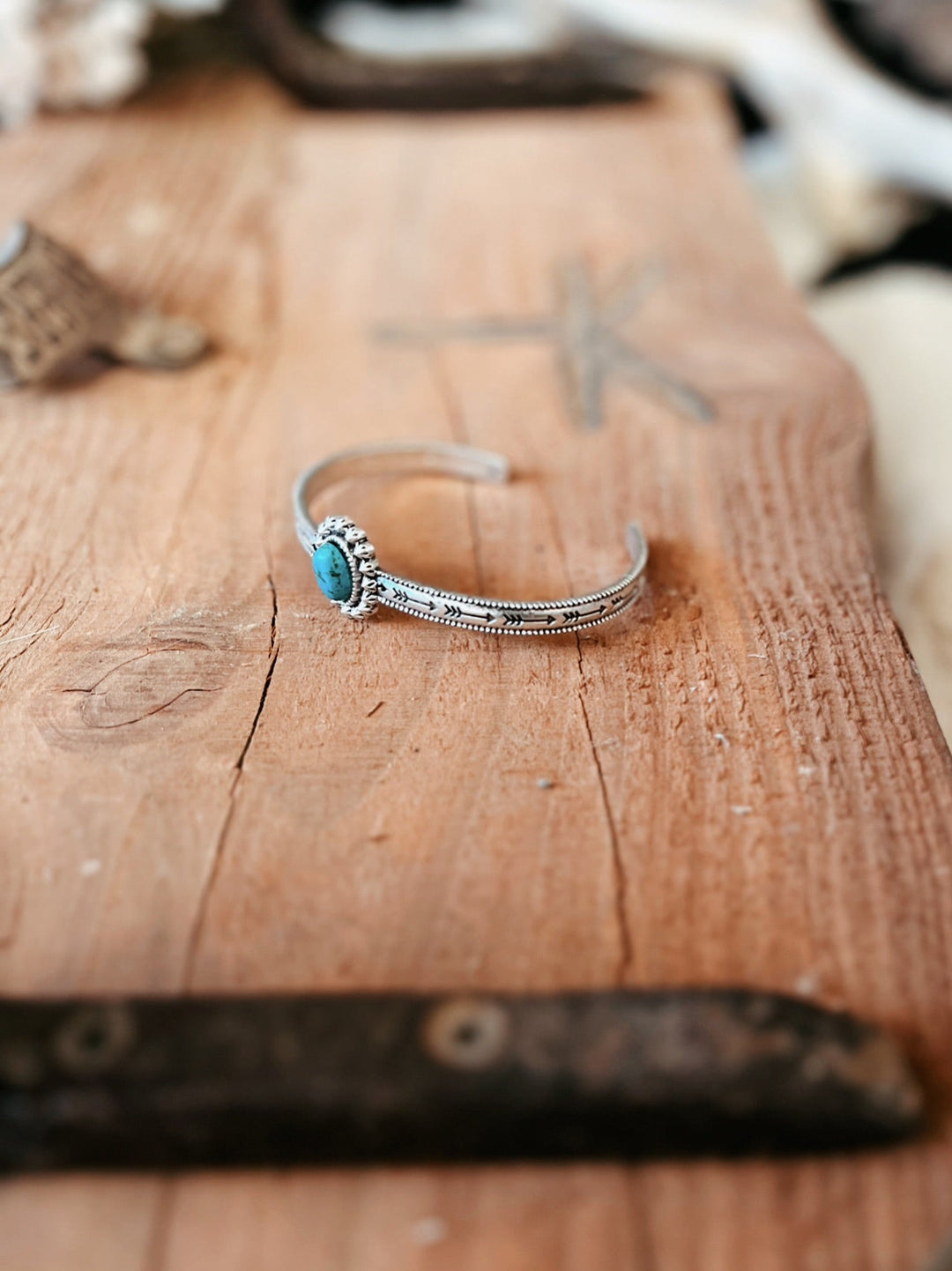 Oval Turquoise Stone Cuff Bracelet | gussieduponline