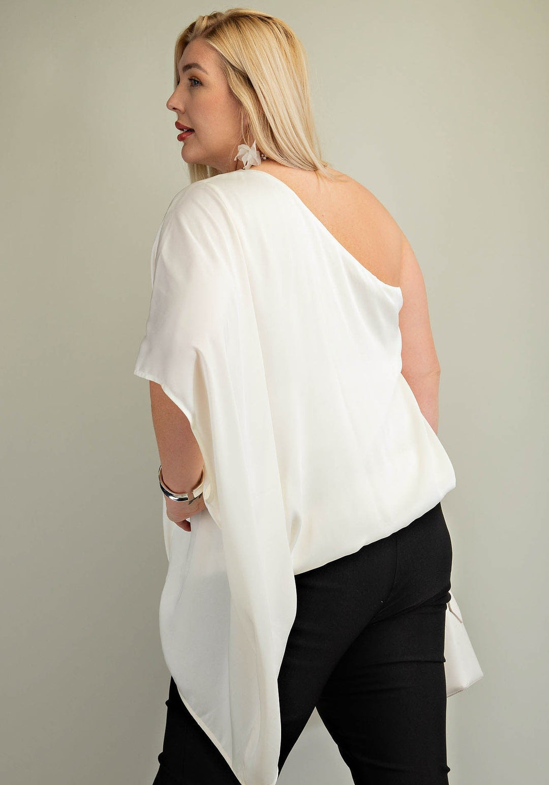 Plus One Shoulder Unbalanced Top | gussieduponline