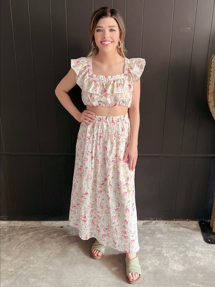 Poshly Elegant Floral Cut Out Skirt*