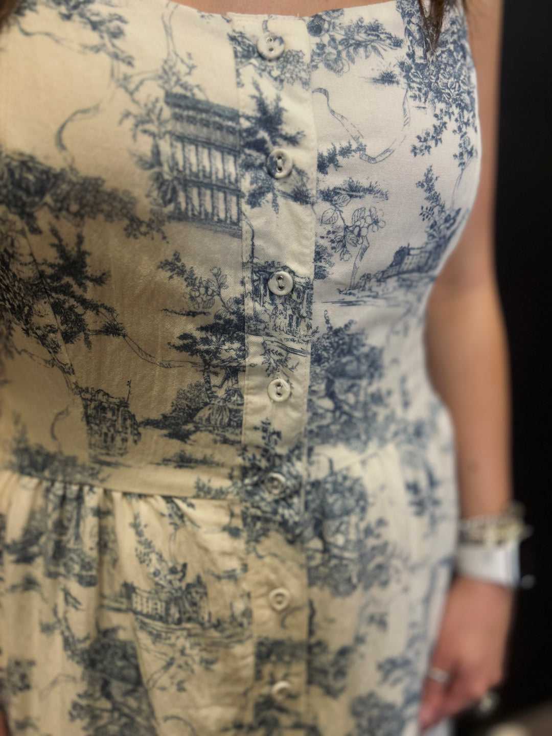 Powder Blue Toile Button Up Maxi Dress*