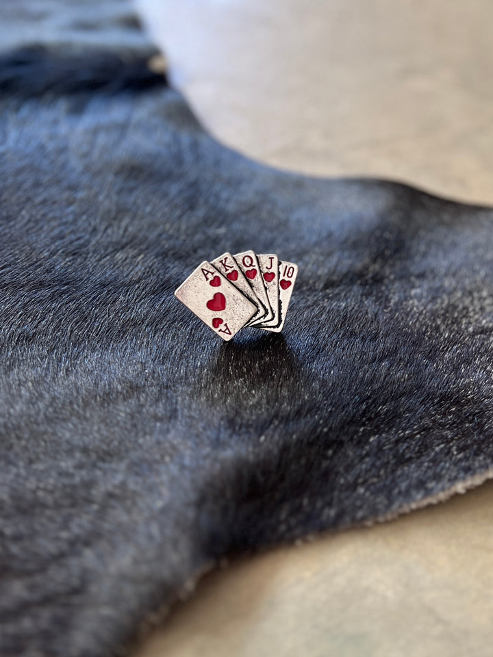 Red Heart Playing Card Adjustable Ring