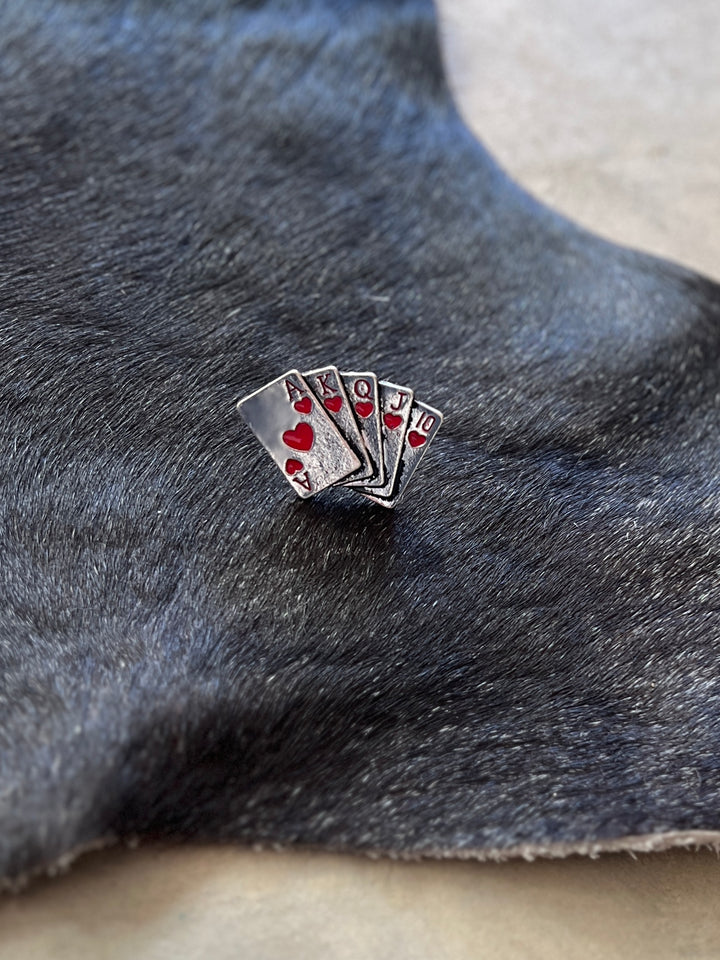 Red Heart Playing Card Adjustable Ring