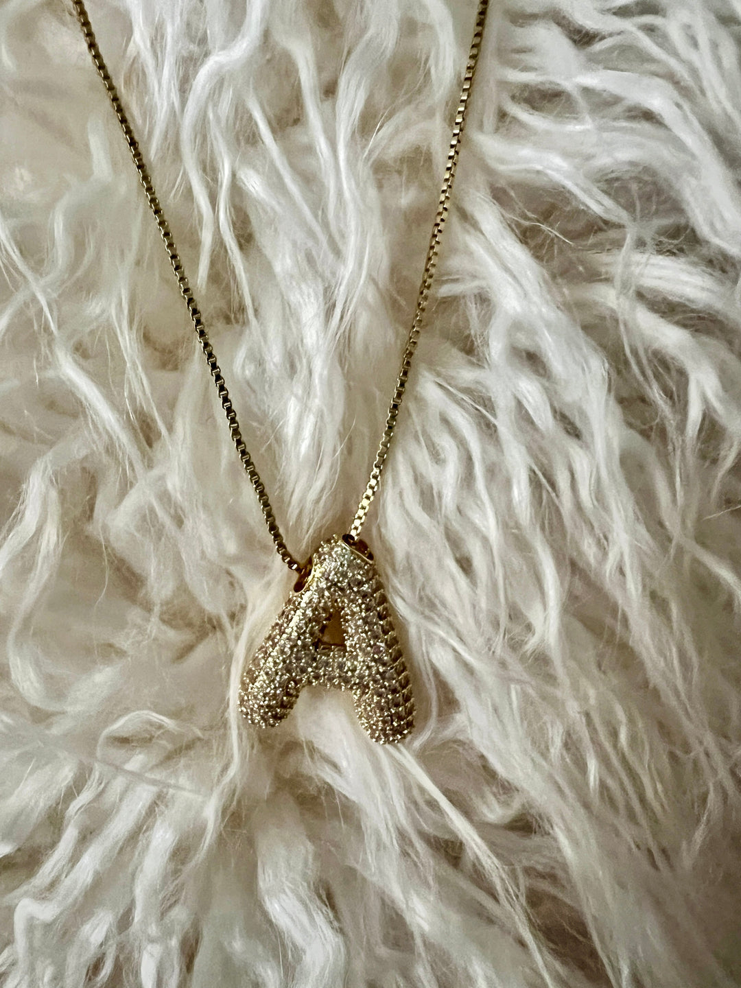 Rhinestone Bubble Letter Necklace | gussieduponline