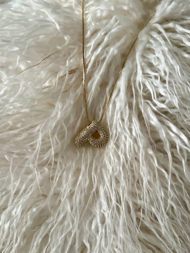 Rhinestone Bubble Letter Necklace | gussieduponline
