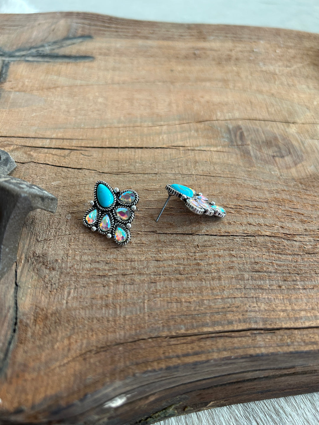 Rhinestone and Turquoise Western Inspired Earring