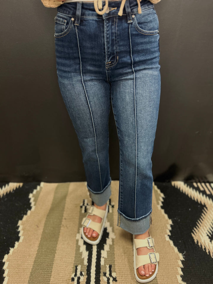 Risen Front Seam Straight Leg Jeans