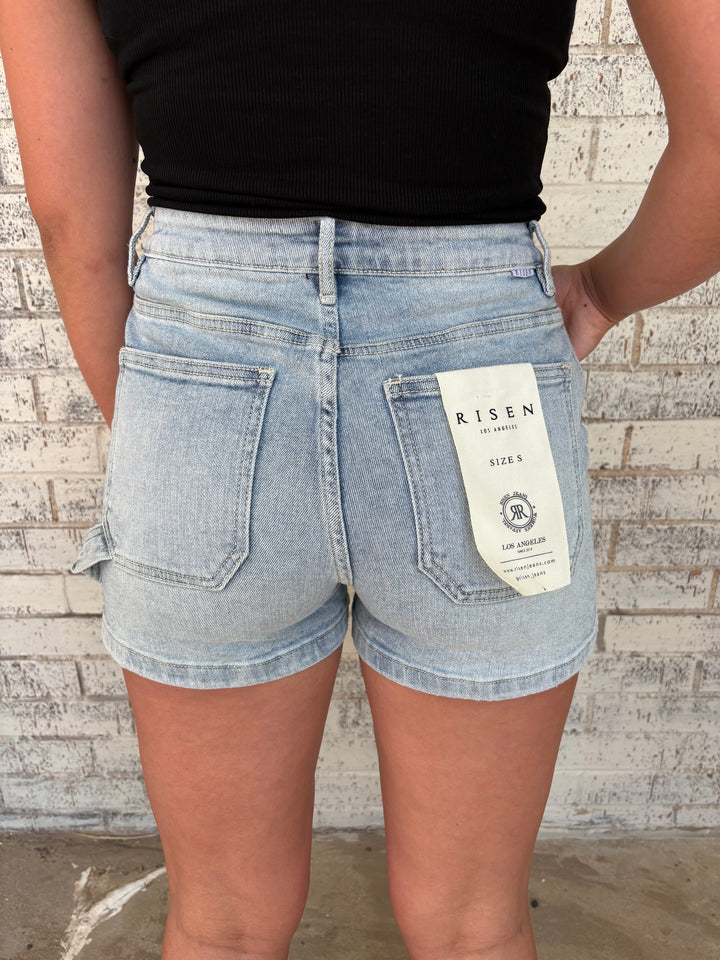 Risen High Rise Light Wash Shorts*