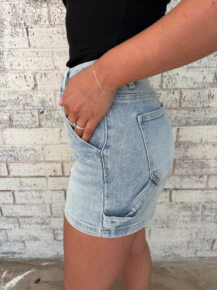 Risen High Rise Light Wash Shorts*
