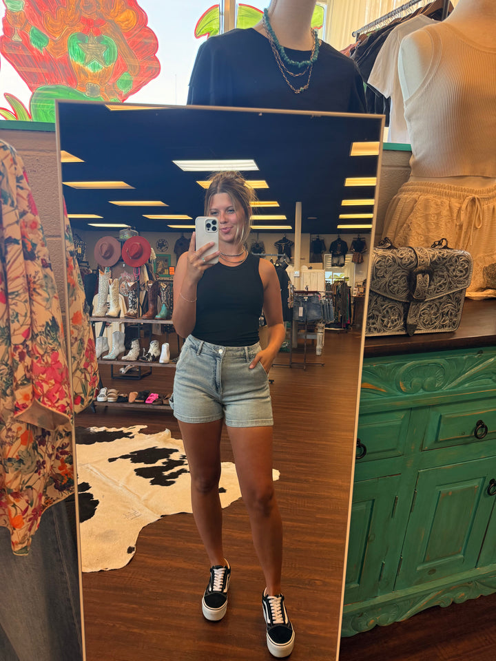 Risen High Rise Light Wash Shorts*