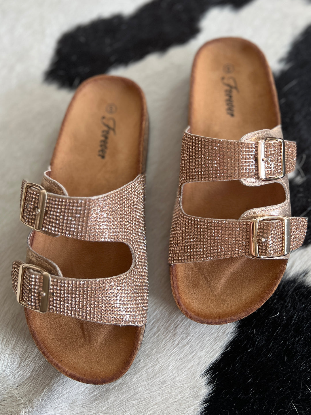 Rose Gold Rhinestone Burke Sandals