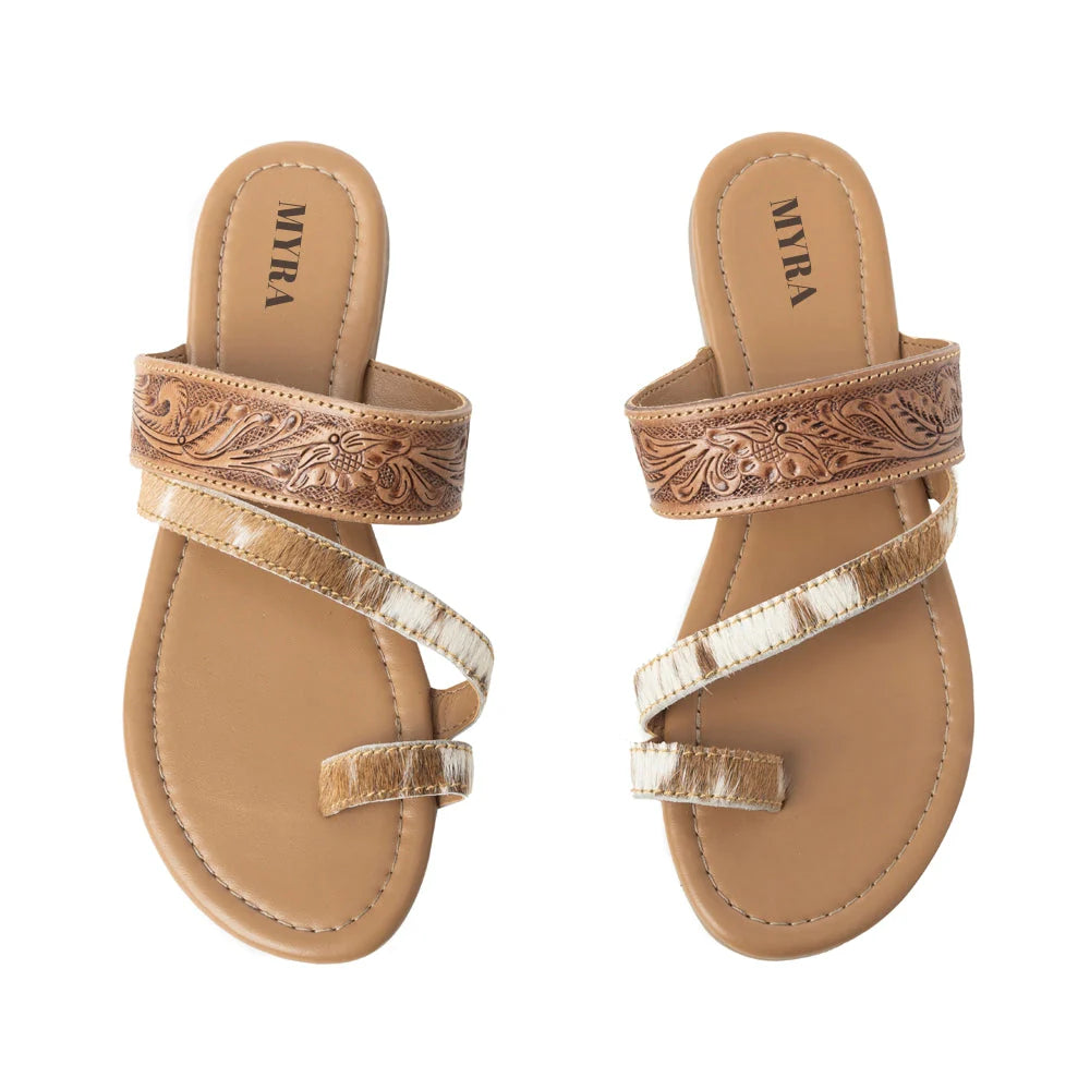 LaDonna Trail Beige Hand Tooled Sandals