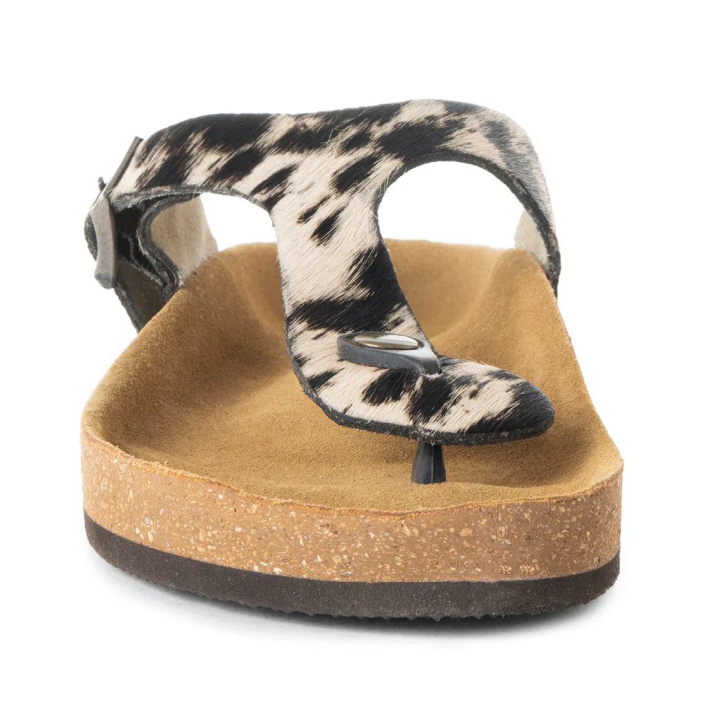Chino Western Hand Tooled Black & White Cow Print Sandals