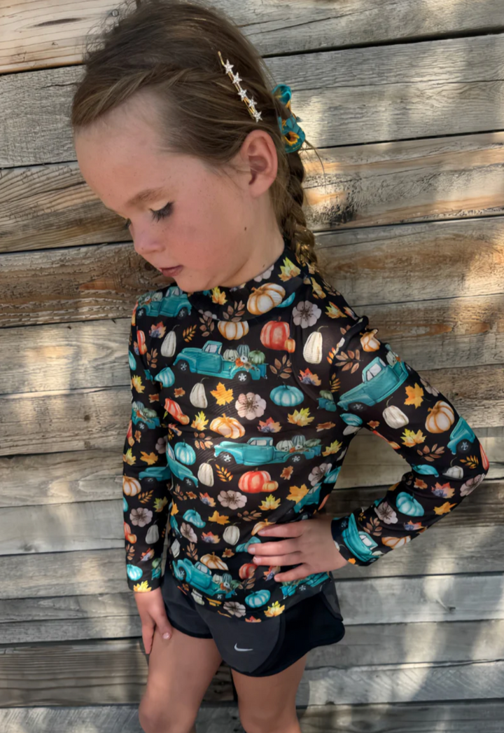 KIDS Sterling Kreek Take Me To The Pumpkin Patch Mesh Top