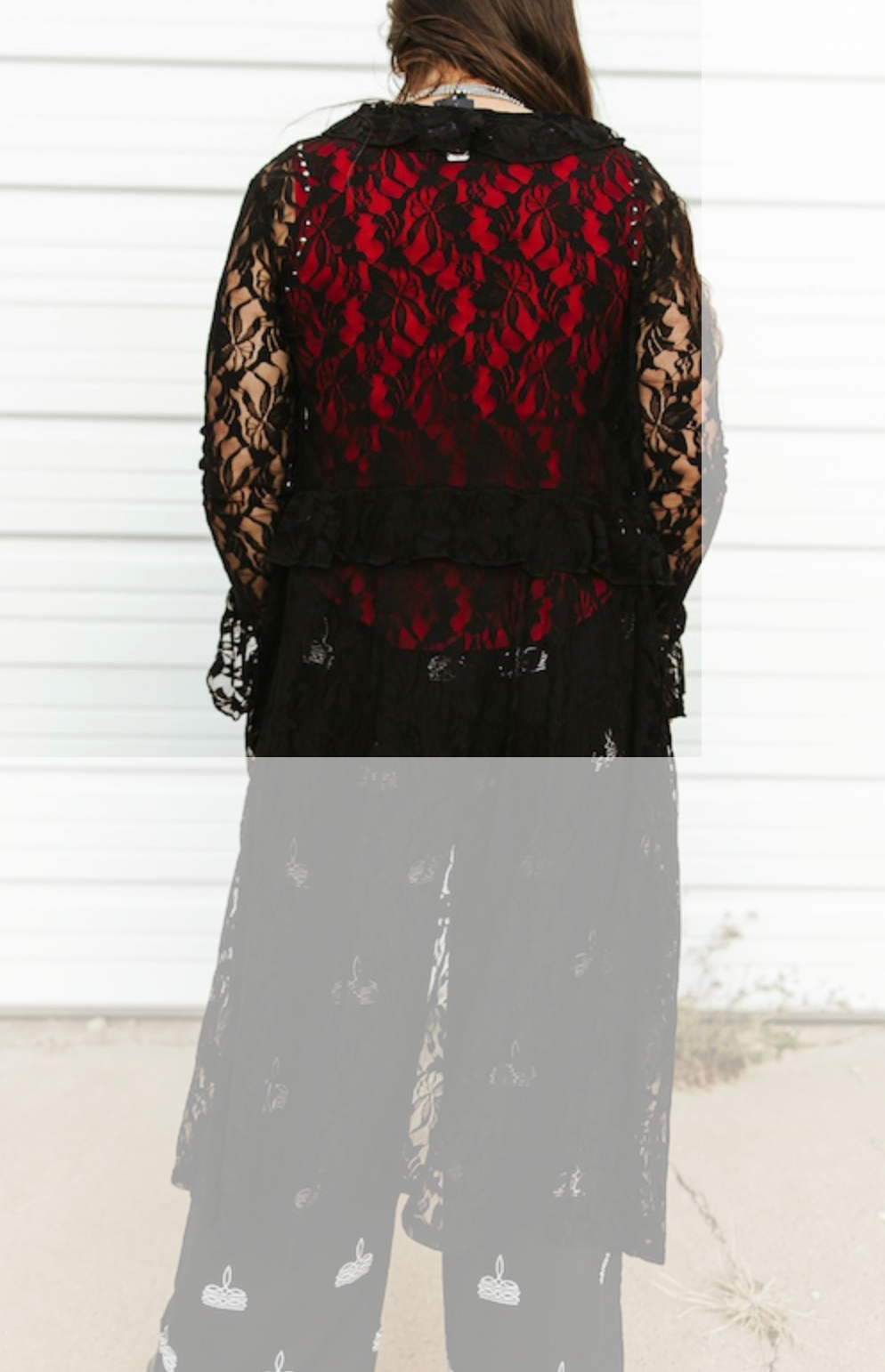 L&B Black Ruffle Vintage Front Tie Duster