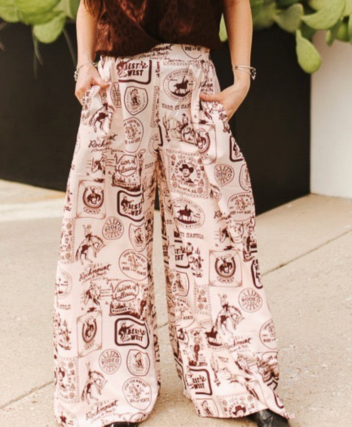 Rodeo Poster High Waisted Wide Leg Pants