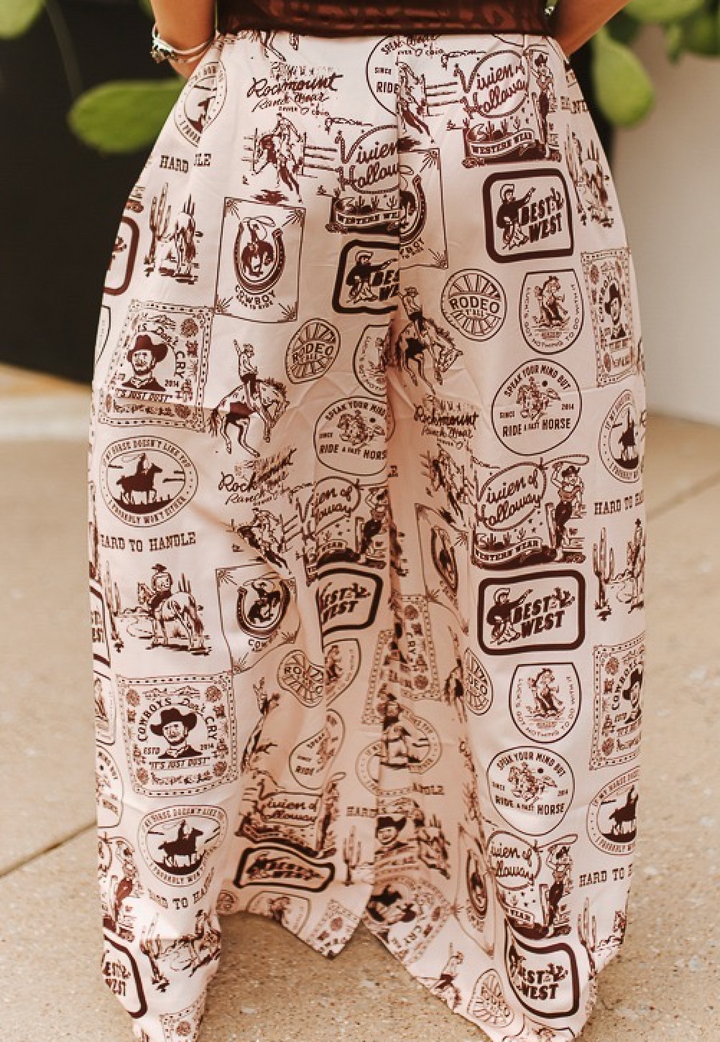 Rodeo Poster High Waisted Wide Leg Pants