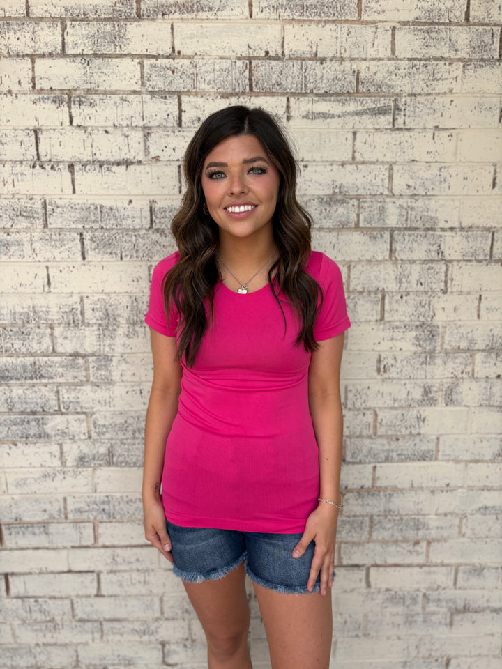 Seamless Round Neck Short Sleeve Top - 5 Colors