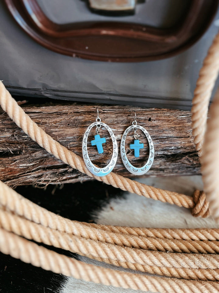 Silver Cross Concho Earrings | gussieduponline