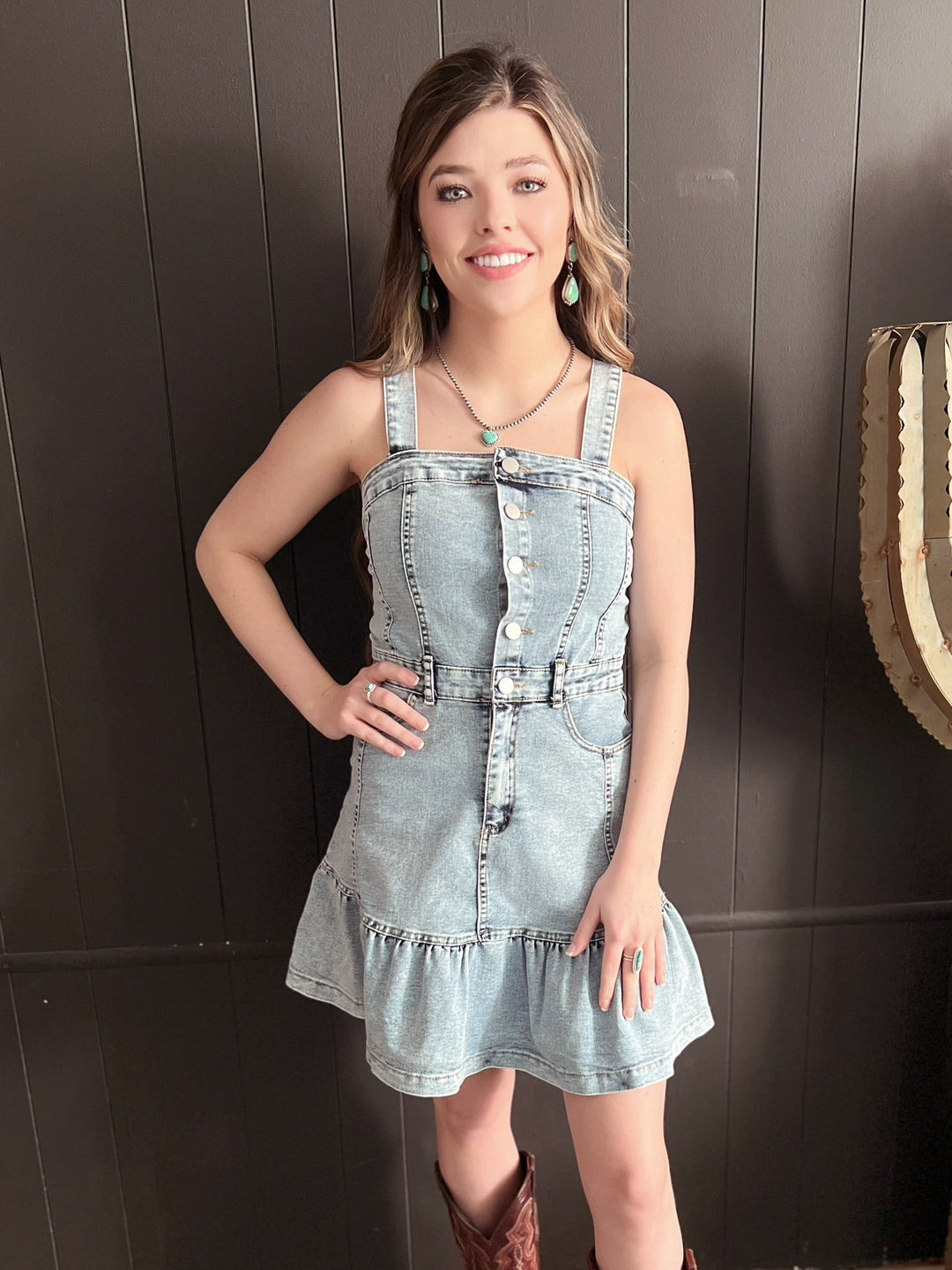 Sleeveless Button Up Denim Dress | gussieduponline