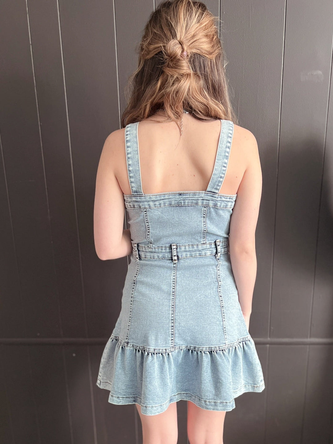 Sleeveless Button Up Denim Dress | gussieduponline