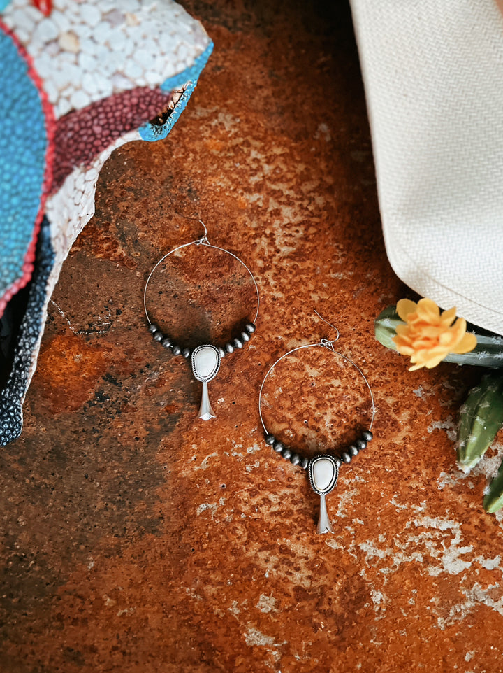 Squash White Turquoise Hoop Earrings | gussieduponline