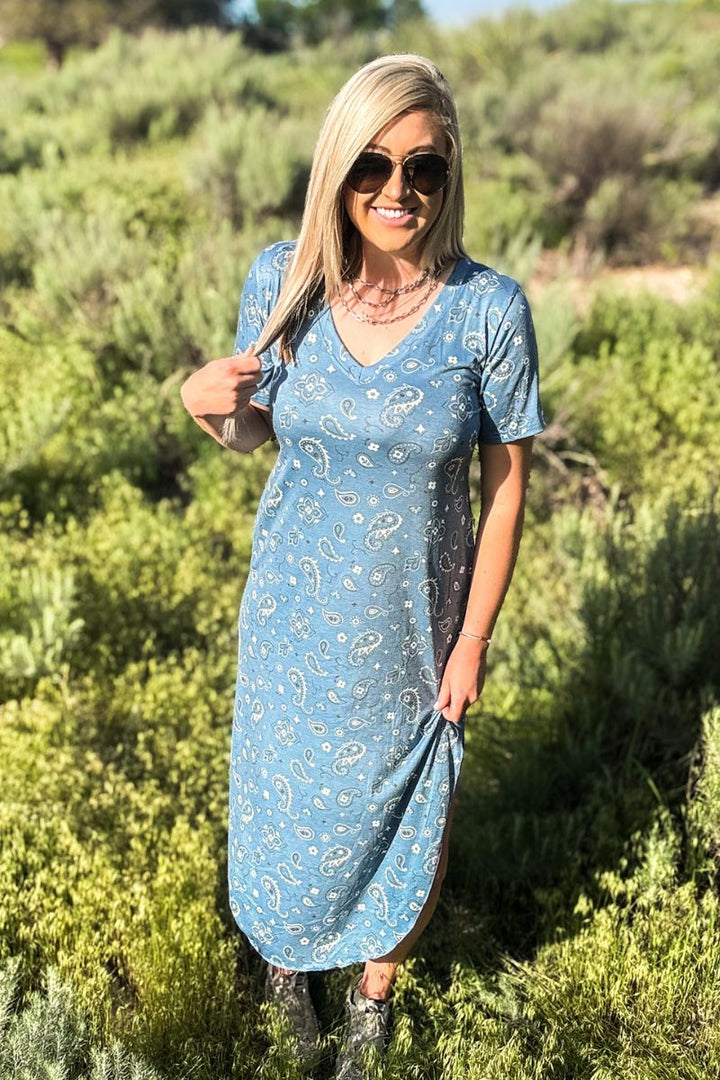 Sterling Kreek Bandana Babe Blue Maxi Dress