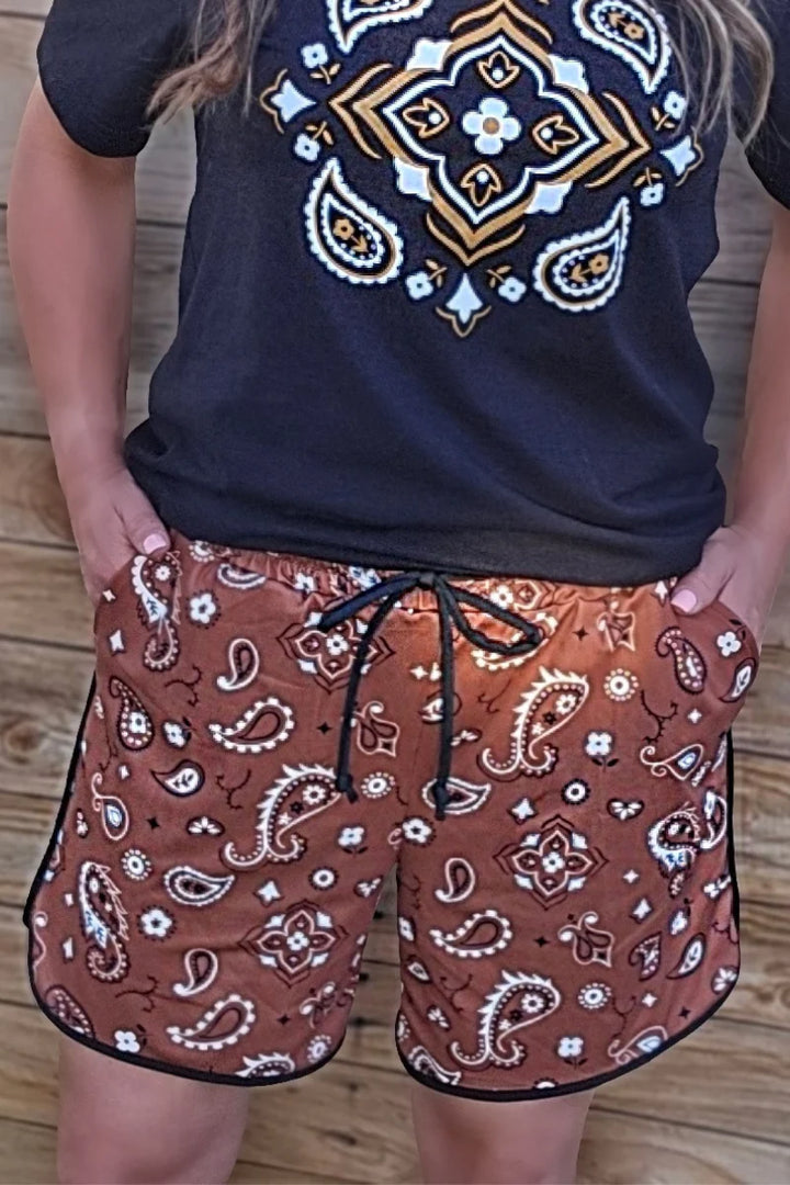 Sterling Kreek Bandana Babe Brown Shorts-Long