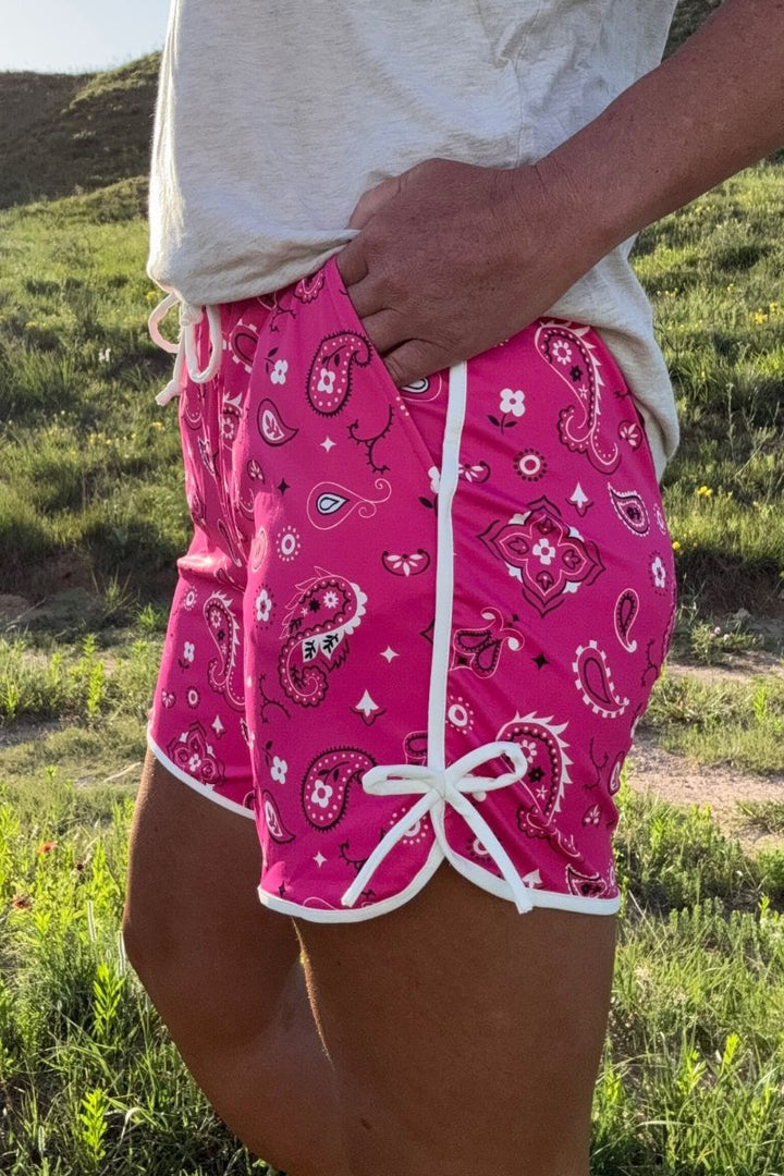 Sterling Kreek Bandana Babe Hot Pink Shorts-Long