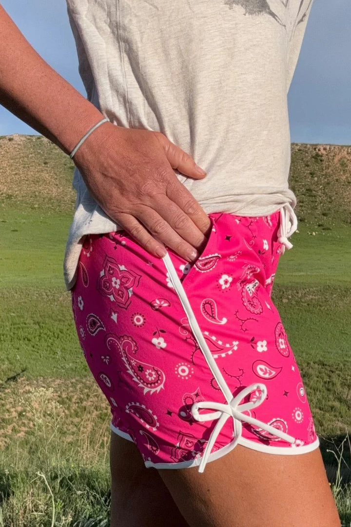 Sterling Kreek Bandana Babe Hot Pink Shorts-Long