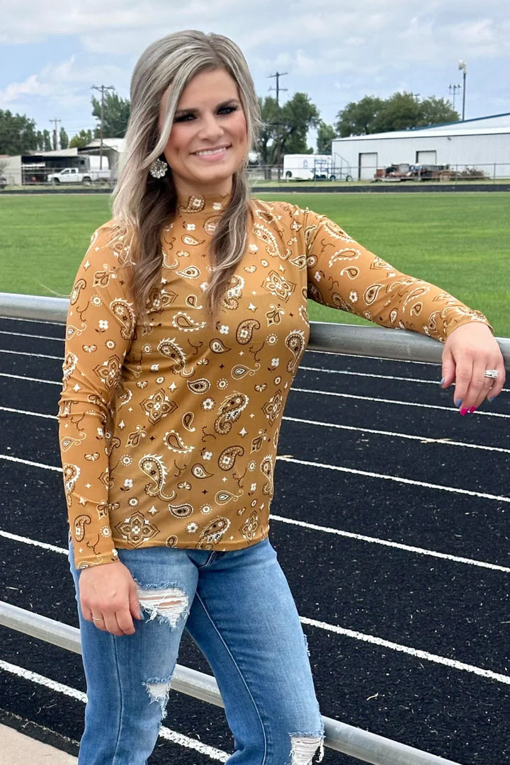 Sterling Kreek Bandana Babe Mustard Mesh Top