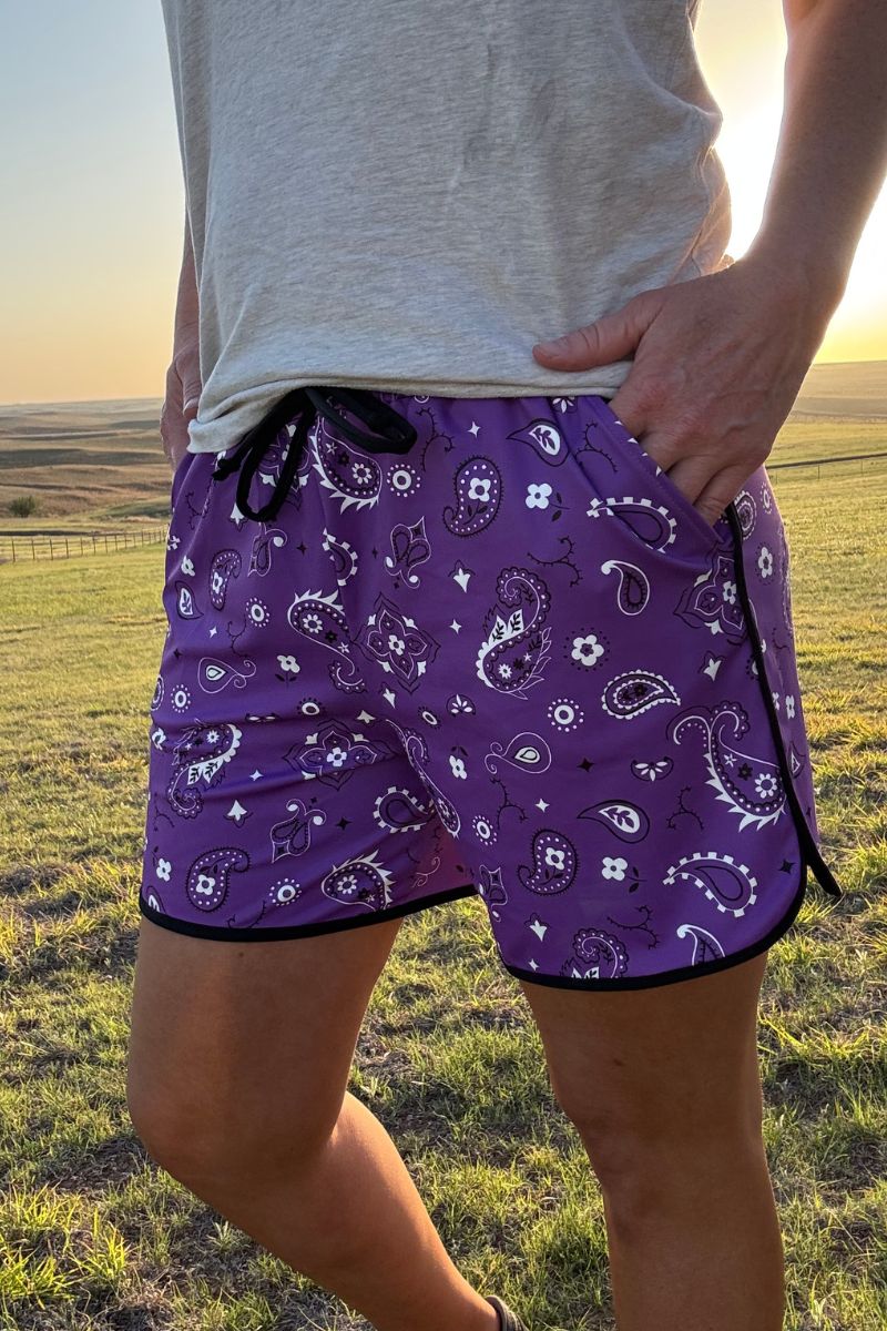 Sterling Kreek Bandana Babe Purple Shorts-Long