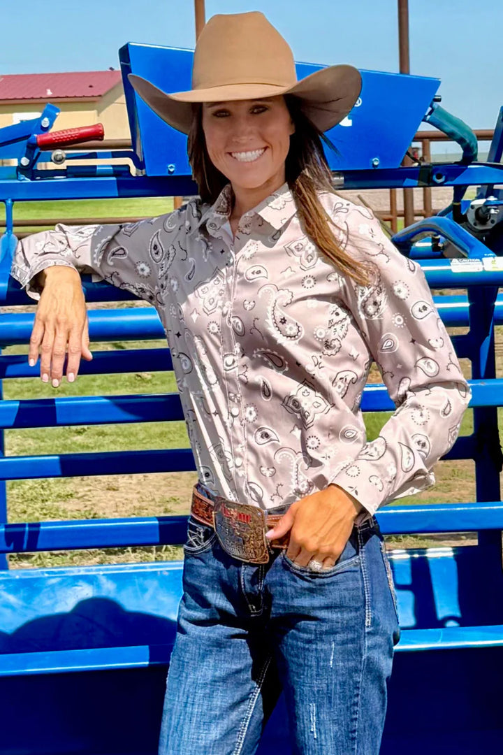 Sterling Kreek Bandana Country Button Up Top