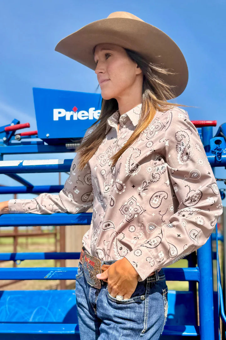 Sterling Kreek Bandana Country Button Up Top
