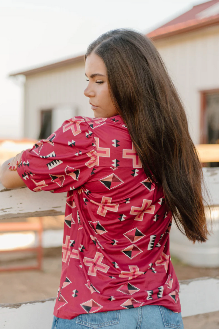 Sterling Kreek Berry Aztec Top