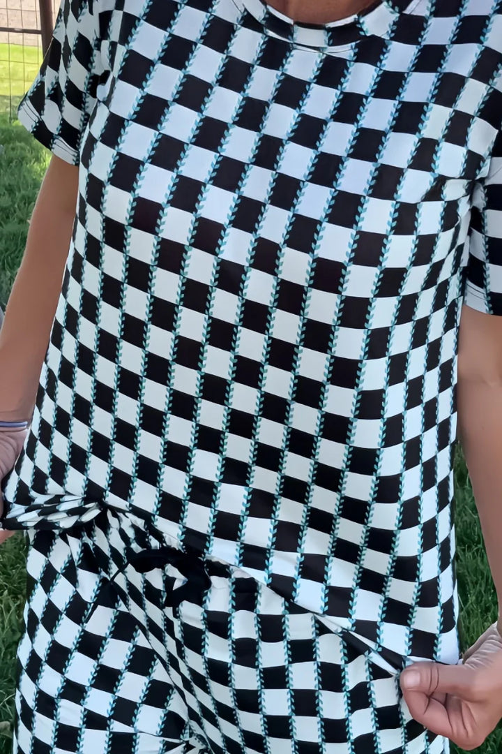 Sterling Kreek Checked in Turquoise Top