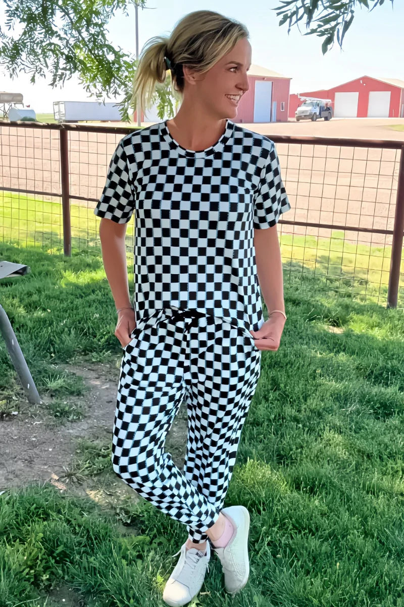 Sterling Kreek Checked in Turquoise Top